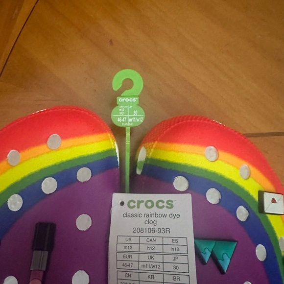 Crocs Unisex Classic Clogs Rainbow Multi Color Size M(12) - Picture 12 of 13